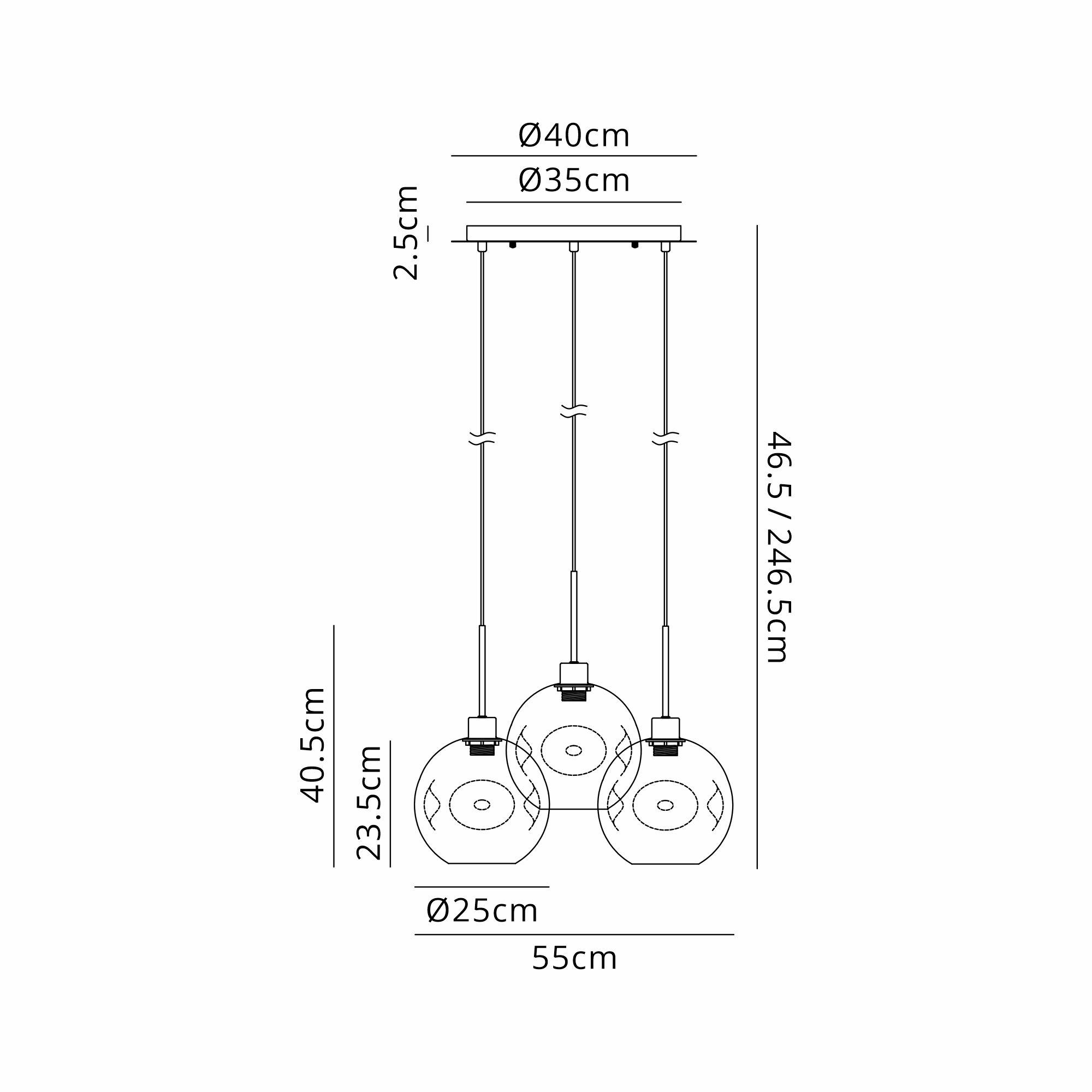 Lori 40cm Round Pendant, 3 Light Adjustable E27, Antique Gold/Amber/Clear/Smoke Round Dimple Shades DK1186  Deco Lori Antique Gold